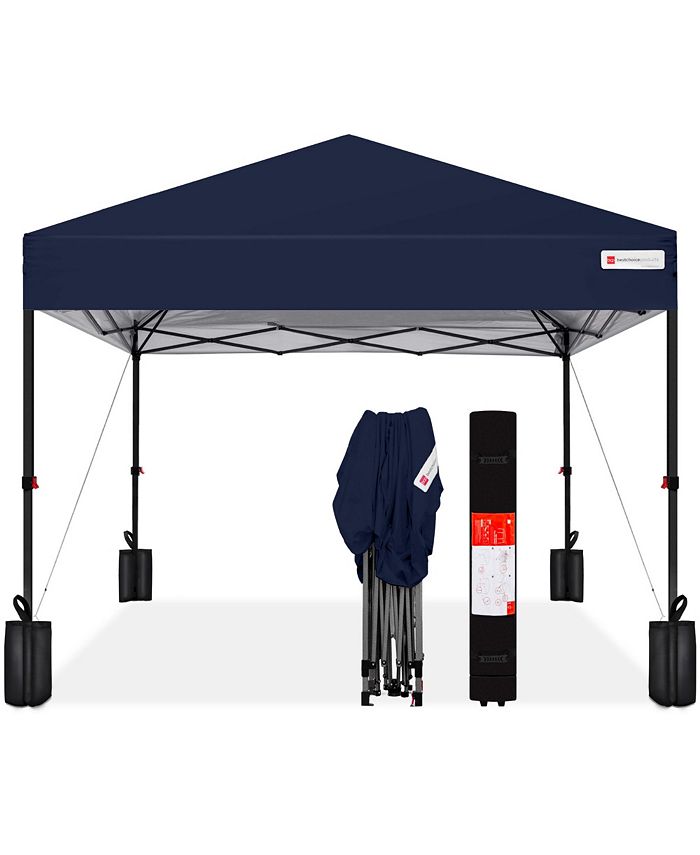 Best Choice Products 10x10ft Easy Setup Pop Up Canopy w/ 1-Button Setup, Wheeled Case, 4 Weight Bags - Blue - B3 - 450