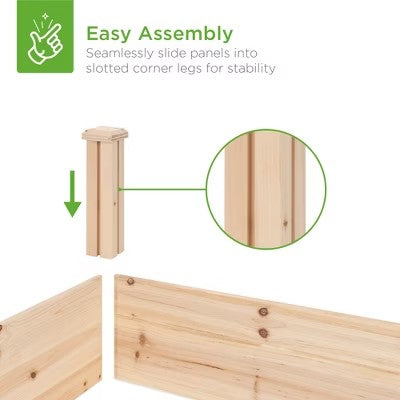 Best Choice Products 8x2ft Outdoor Wooden Raised Garden Bed Planter for Grass, Lawn, Yard - Natural - C6-0408