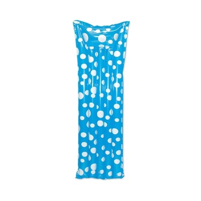 72" Polka Dotted Inflatable 1-Person Swimming Pool Air Mattress - Blue and White - F3 - 811