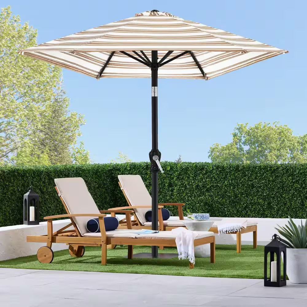 10 ft. Steel Market Tilt and Crank Patio Umbrella in Tan Stripe -F4-1979