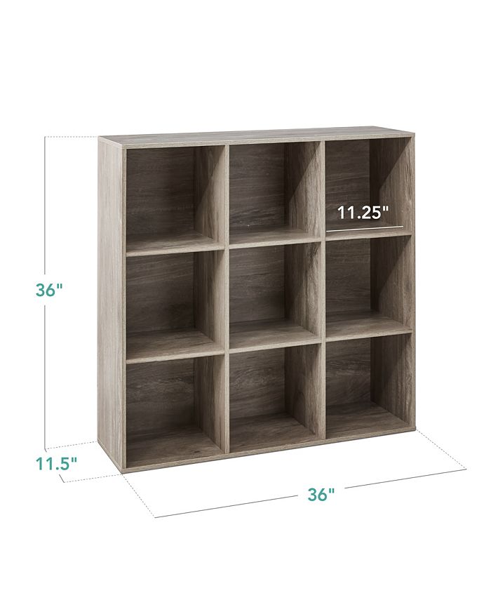 Best Choice Products 9-Cube Bookshelf, 11in Display Storage Compartment Organizer w/ 3 Removable Back Panels - Gray - G4 - 1671