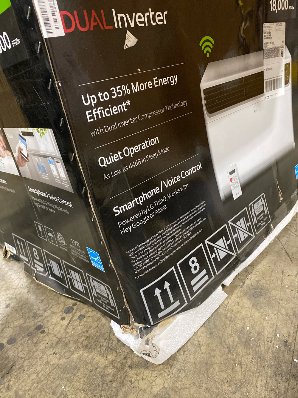 UNTESTED - 18,000 BTU Dual Inverter Smart Window Air Conditioner with Wi-Fi Enabled and Remote in White - D8 - 1299