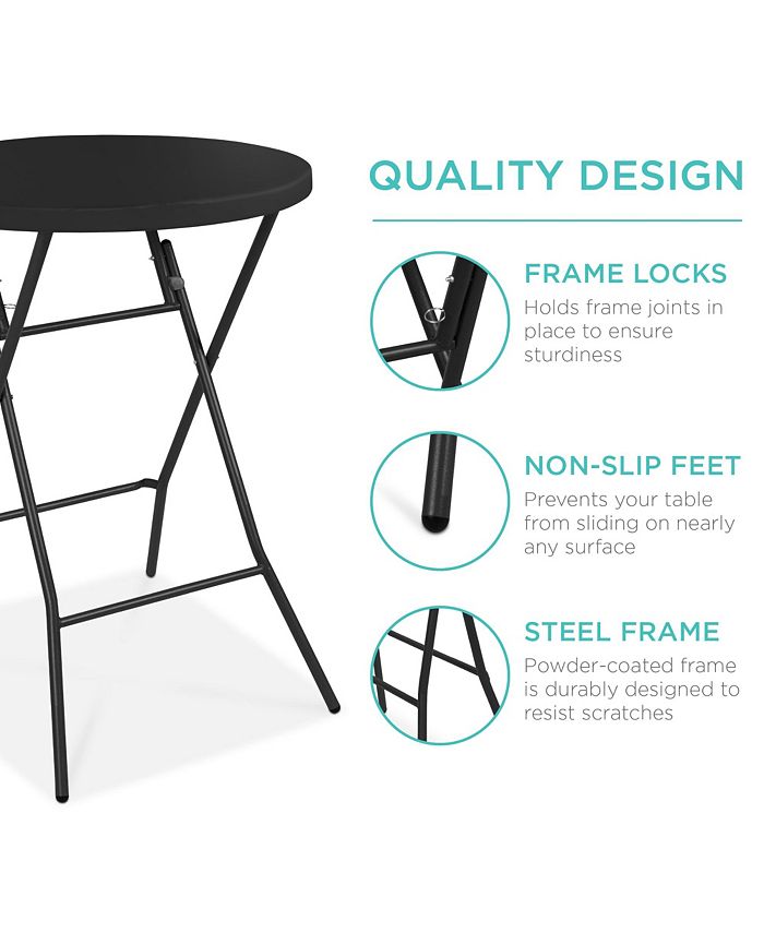 Best Choice Products 32in Bar Height Folding Table, Indoor Outdoor Accessory w/ Thick Table Top, 330lb Capacity - Black - E4 - 1627