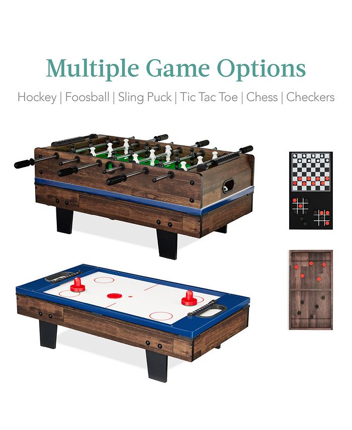Best Choice Products 11-in-1 Kids Combo Game Set w/ Ping Pong, Foosball, Air Hockey, 5 Accessory Bags - Brown - No Size - G7 - 977
