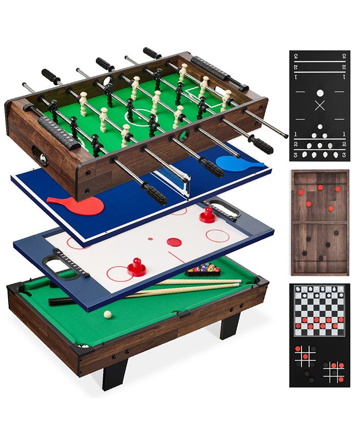 Best Choice Products 11-in-1 Kids Combo Game Set w/ Ping Pong, Foosball, Air Hockey, 5 Accessory Bags - Brown - No Size - G7 - 977