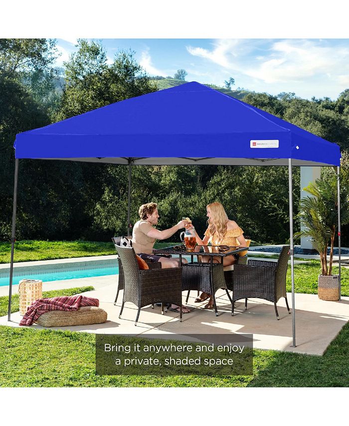Best Choice Products 10x10ft Easy Setup Pop Up Canopy w/ 1-Button Setup, Wheeled Case, 4 Weight Bags - Blue - NO SIZE - L8 - 1565