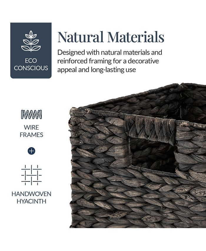 Best Choice Products 12x12in Hyacinth Baskets, Set of 5 Multipurpose Collapsible Organizers w/ Inserts - Black - K8 - 1588