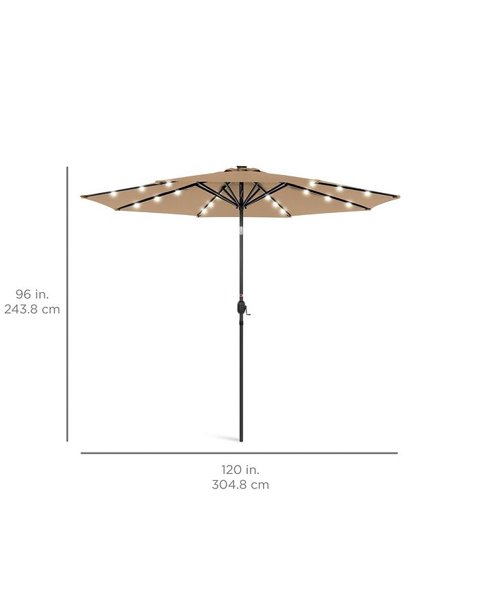 Best Choice Products 10ft Solar LED Lighted Patio Umbrella w/ Tilt Adjustment, UV-Resistant Fabric - Tan/Beige - J1 - 1372