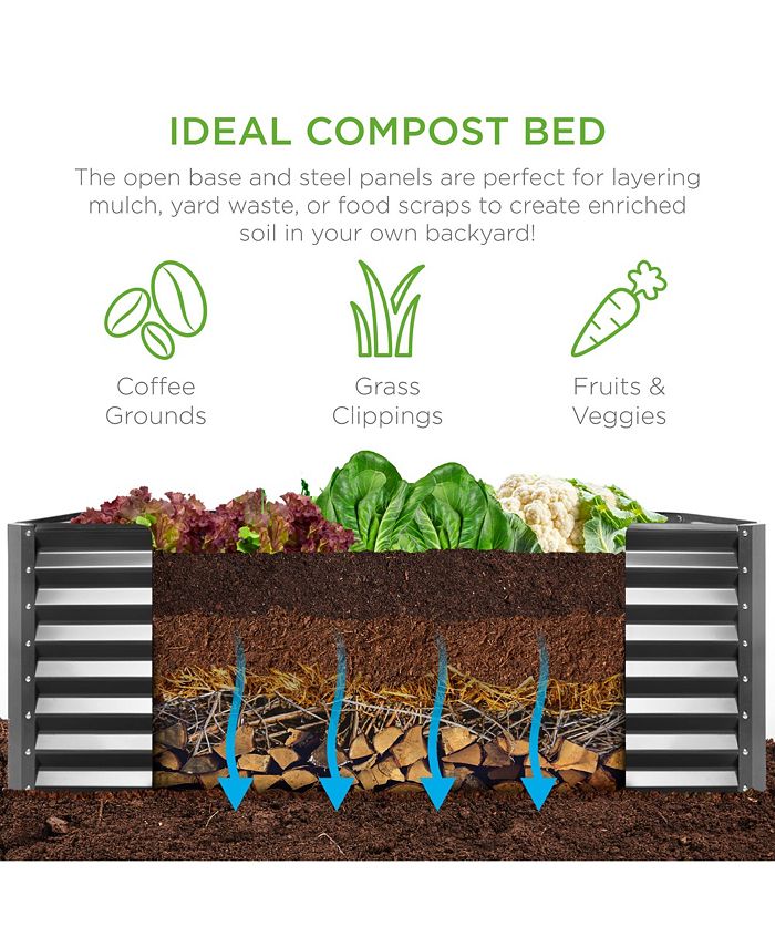 Best Choice Products 6x3x2ft Outdoor Metal Raised Garden Bed, Planter Box for Vegetables, Flowers, Herbs - Gray - M5 - 1593