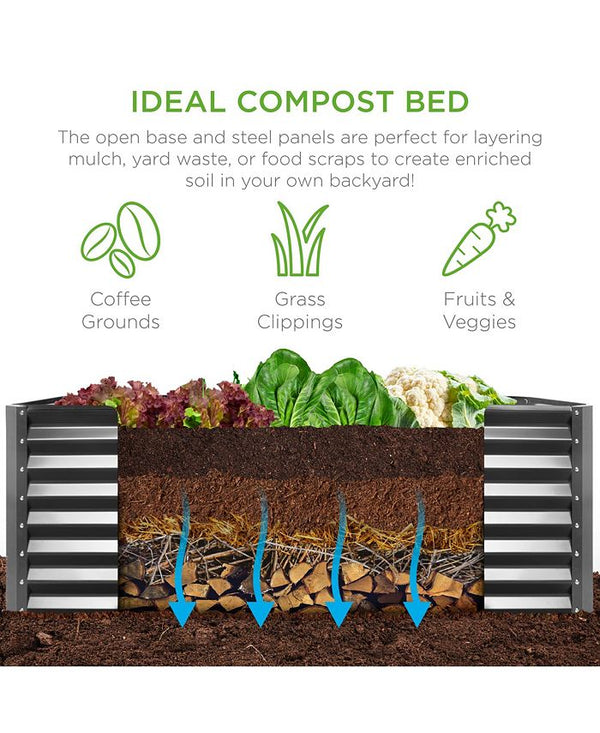Best Choice Products 6x3x2ft Outdoor Metal Raised Garden Bed, Planter Box for Vegetables, Flowers, Herbs - Gray - M5 - 1593