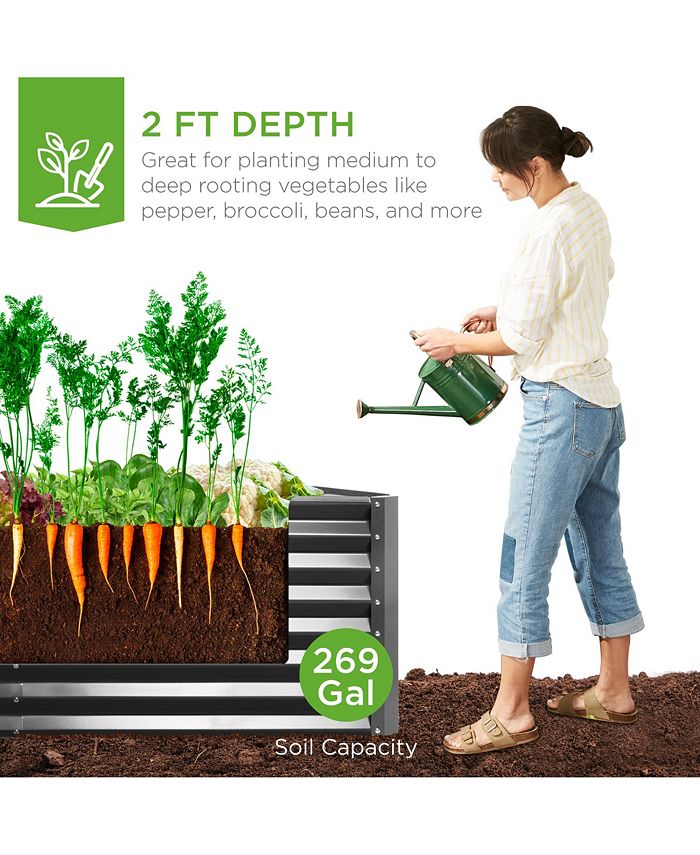 Best Choice Products 6x3x2ft Outdoor Metal Raised Garden Bed, Planter Box for Vegetables, Flowers, Herbs - Gray - M5 - 1593