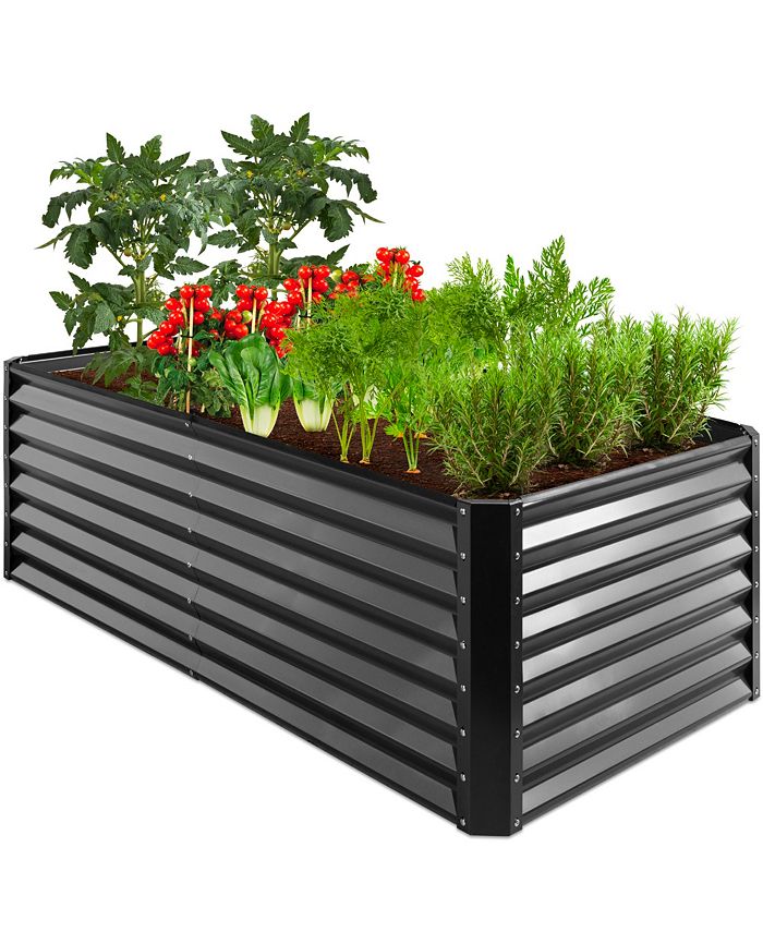 Best Choice Products 6x3x2ft Outdoor Metal Raised Garden Bed, Planter Box for Vegetables, Flowers, Herbs - Gray - M5 - 1593