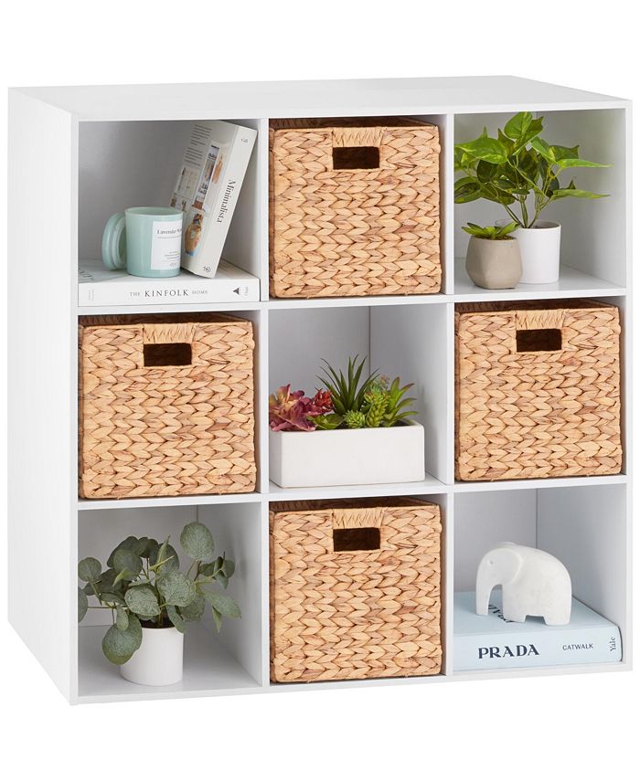 Best Choice Products 9-Cube Bookshelf, 11in Display Storage Compartment Organizer w/ 3 Removable Back Panels - White - G8 - 1013