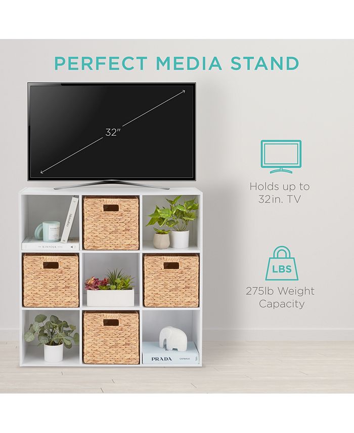 Best Choice Products 9-Cube Bookshelf, 11in Display Storage Compartment Organizer w/ 3 Removable Back Panels - White - G8 - 1013
