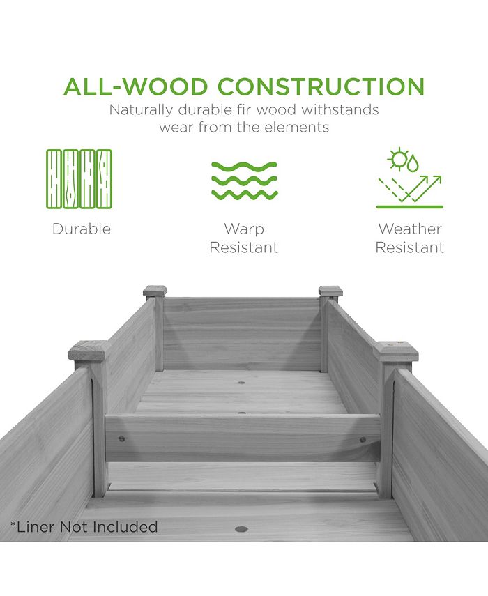 Best Choice Products 72x23x30in Raised Garden Bed, Elevated Wood Planter Box for Patio w/ Divider Panel - Gray - L8 - 1564