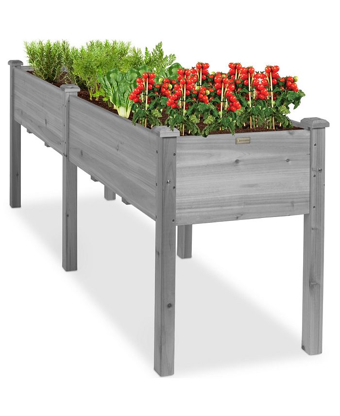 Best Choice Products 72x23x30in Raised Garden Bed, Elevated Wood Planter Box for Patio w/ Divider Panel - Gray - L8 - 1564