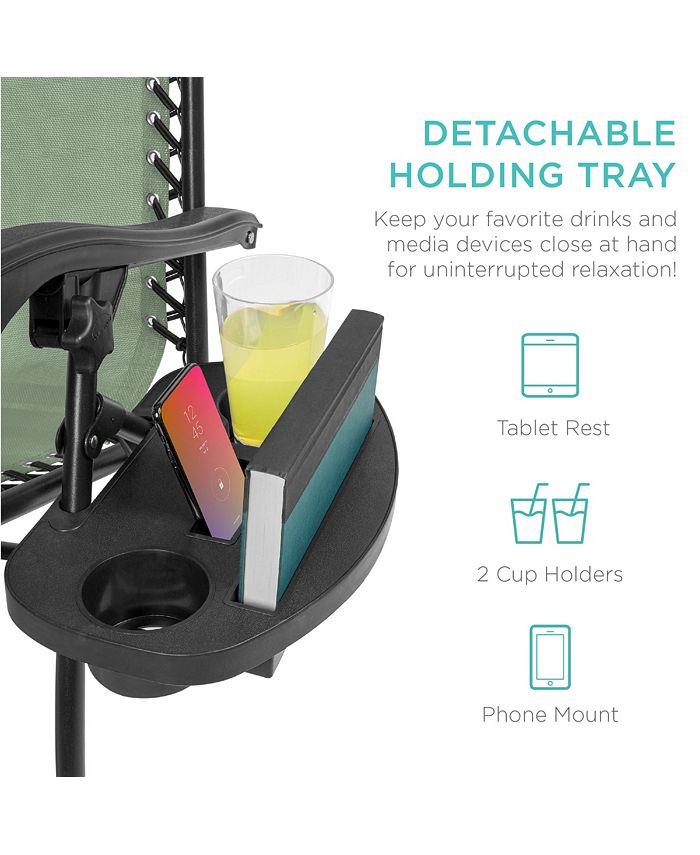 Best Choice Products Set of 2 Zero Gravity Lounge Chair Recliners for Patio, Pool w/ Cup Holder Tray - Green -M5 - 1956 -D8-0583