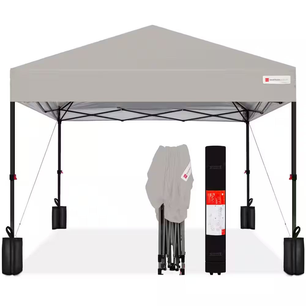 12 ft. x 12 ft. Light Gray Easy Setup Pop Up Canopy Instant Portable Tent with 1-Button Push and Carry Case - E5 - 995