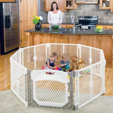 Toddleroo by North States Superyard Ultimate Baby Playpen Gate, 26" Tall, 8 Panels, Ivory -H8-1838