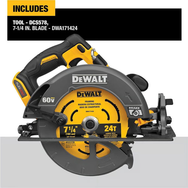 DeWalt 60V MAX 7-1/4 in. Cordless Brushless Circular Saw Tool Only 1862