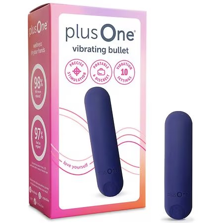 plusOne Vibrating Bullet Soft Touch Massager 10 Vibration Settings Waterproof -L4-1508