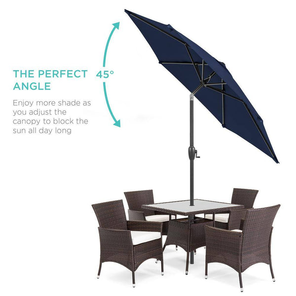7.5 ft Heavy-Duty Outdoor Market Patio Umbrella with Push Button Tilt, Easy Crank Lift in Navy Blue 1738 -L14-1926