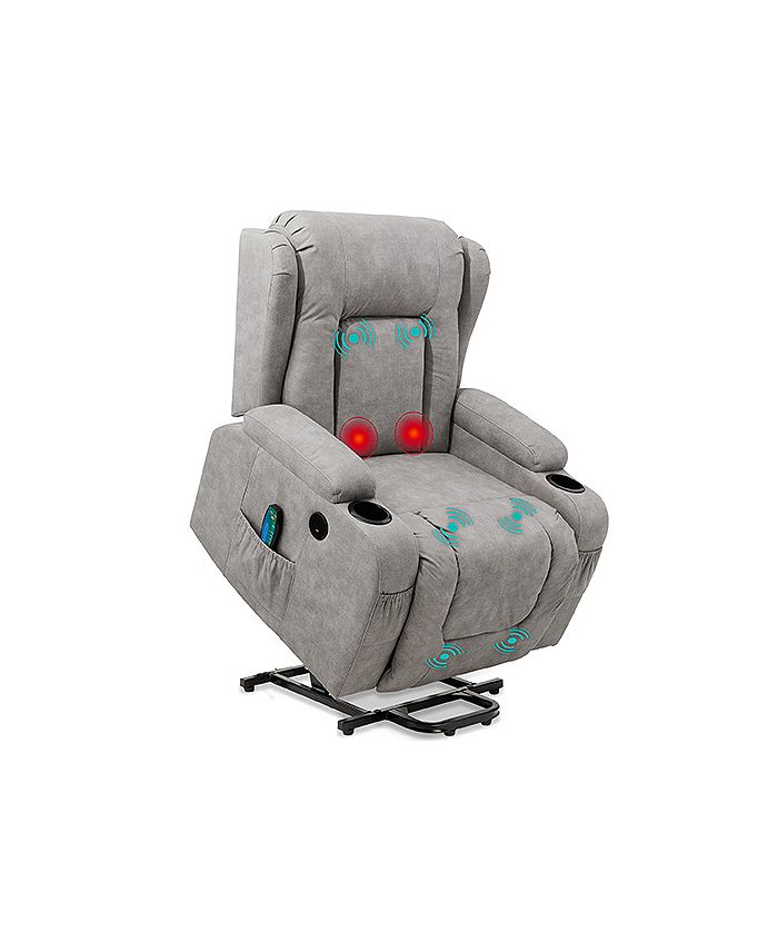 Best Choice Products Electric Power Lift Recliner Massage Chair Furniture w/ USB Port, Heat, Cupholders - Gray - D3 - 1036