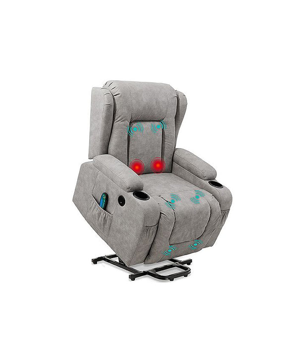 Best Choice Products Electric Power Lift Recliner Massage Chair Furniture w/ USB Port, Heat, Cupholders - Gray - D3 - 1036