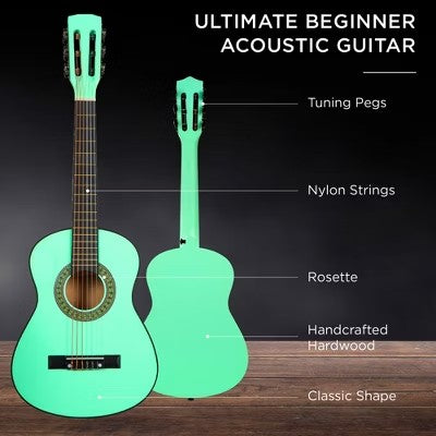 Best Choice Products 30in Kids Acoustic Guitar Beginner Starter Kit with Tuner, Strap, Case, Strings - SoCal Green - E3 - 965