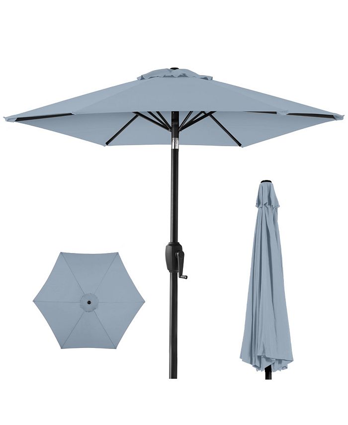 Best Choice Products 7.5ft Heavy-Duty Outdoor Market Patio Umbrella w/ Push Button Tilt, Easy Crank - Blue -F4-1998