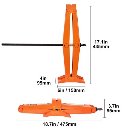 VEVOR Scissor Jack, 2.5 Ton/5512 lbs Scissor Car Jack, 3.7"-17.1" Lifting Range Scissor Lift Jack with Ratcheting Handle and L-Wrench, Portable Tire Jack for Cars Trucks Sedans MPVs - C13 - 1313