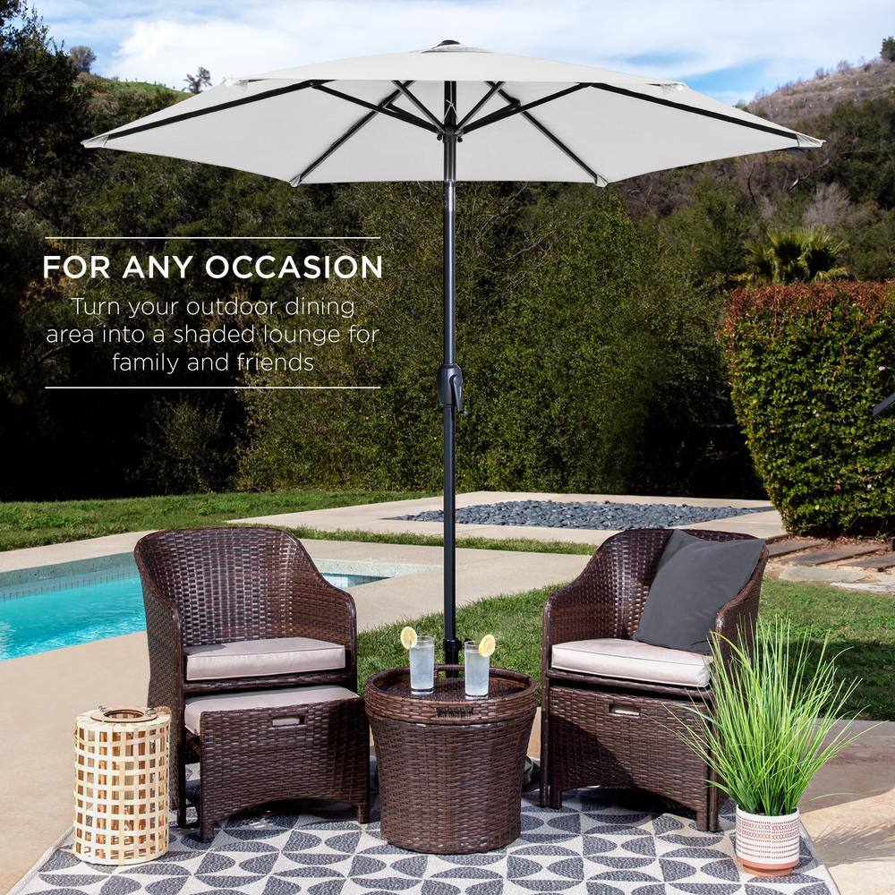 7.5 ft Heavy-Duty Outdoor Market Patio Umbrella with Push Button Tilt, Easy Crank Lift in Fog Gray - F1 - 1985