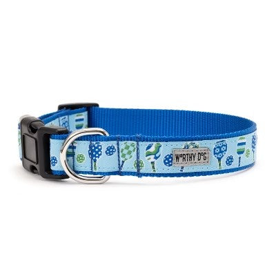 Pickleball Adjustable Dog Collar - The Worthy Dog - Blue - XS -F11-0203