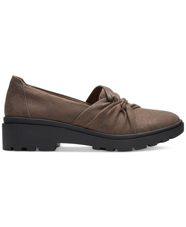 Clarks Women's Calla Style Ruched Slip-On Flats - Brown - 7.5M -K14-0304