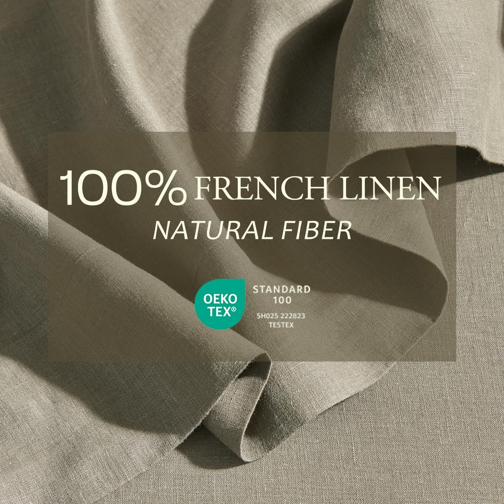 DAPU Pure Linen Sheets Set, 100% French Linen from Normandy, Breathable and Durable for Hot Sleepers, 4 Pcs Set - 1 Flat Sheet, 1 Fitted Sheet, 2 Pillowcase (Forest Green, King) 1303