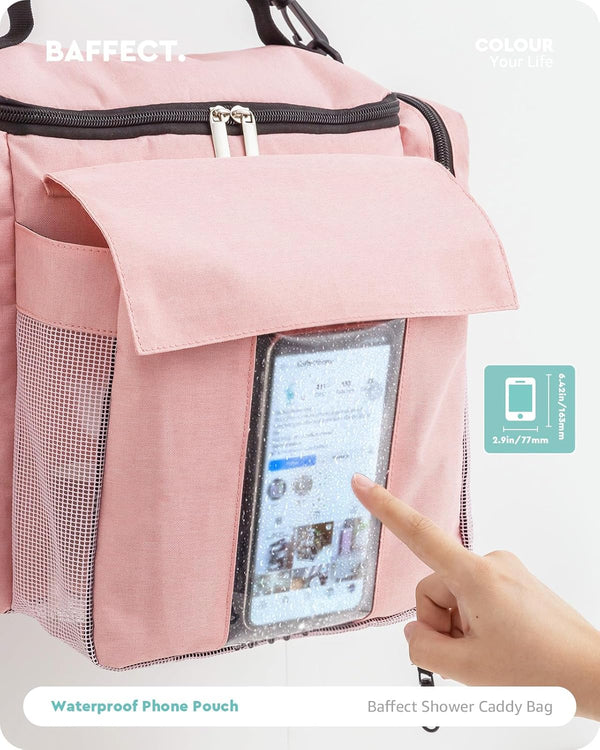 Baffect Shower Caddy Bag Dorm, Shower Bag Hanging With Mesh Bottom, Portable Shower Bag For College, Camper, Travel, Gym, Pink Shower Caddy For Girl 1976