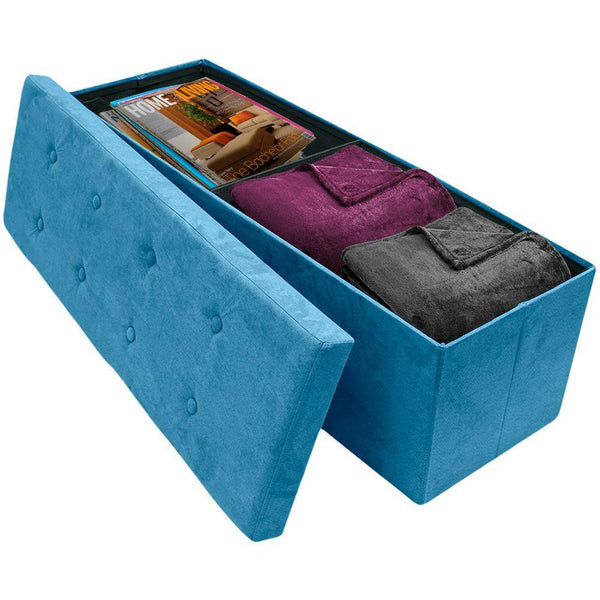 43 in. L x 15 in. W x 15 in. H Teal Collapsible Chest Fabric Bench Storage Box -C5-1058