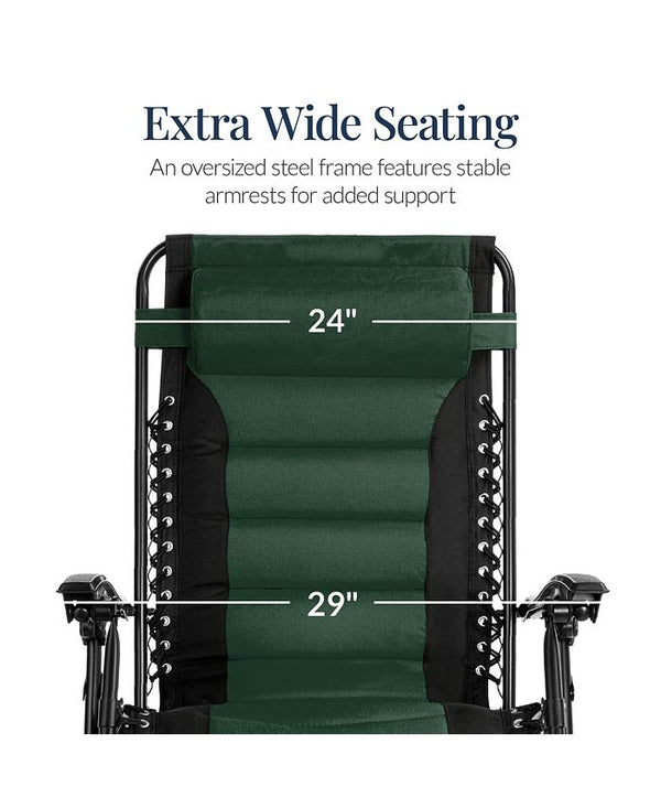 Best Choice Products Oversized Padded Zero Gravity Chair, Folding Outdoor Patio Recliner w/ Side Tray - Multi - C11 - 1479