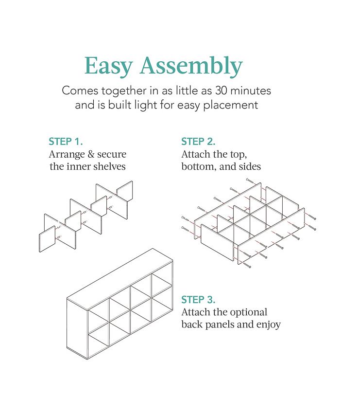 Best Choice Products 8-Cube Bookshelf, 11in Display Storage System, Organizer w/ Removable Back Panels - White B1706