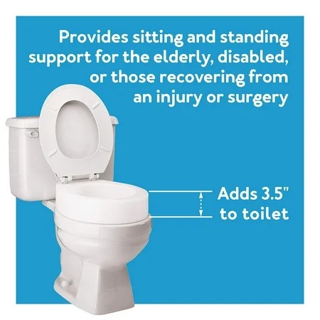 Carex Toilet Seat Riser, Elongated Raised Toilet Seat Adds 3.5 inches to Toilet Height, for Assistance Bending or Sitting, 300 Pound Weight Capacity Toilet Riser 1955