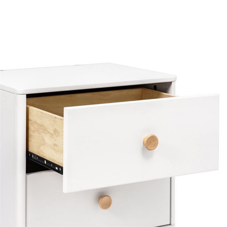 Namesake Lolly 2-Drawer Modern Wood Nightstand in White and Natural -H6-1836