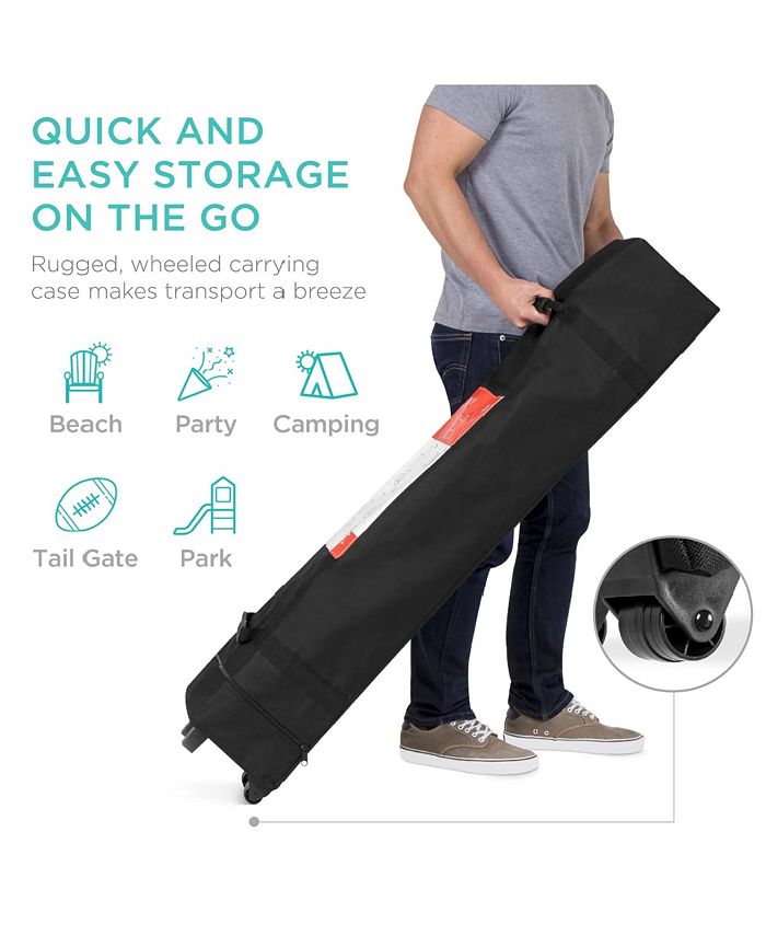 Best Choice Products 10x10ft Easy Setup Pop Up Canopy w/ 1-Button Setup, Wheeled Case, 4 Weight Bags - White 1762