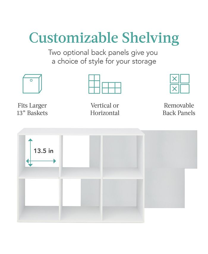 Best Choice Products 6-Cube Bookshelf, 13.5in Display Storage System, Organizer w/ Removable Back Panels - White -M6-0026