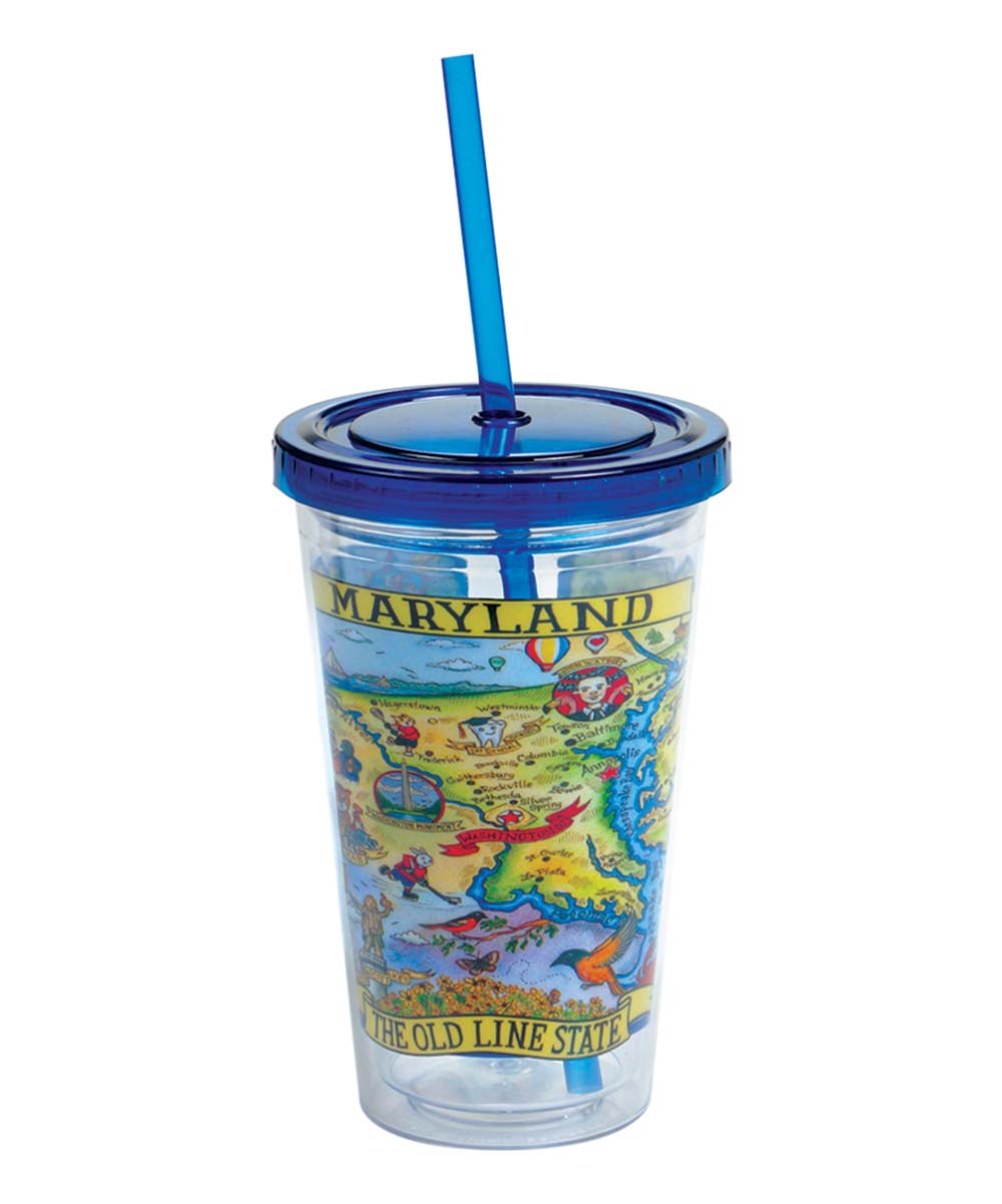 Certified International Adventure Destinations Acrylic Tall Tumbler with Lid & Straw - K1 - 1381