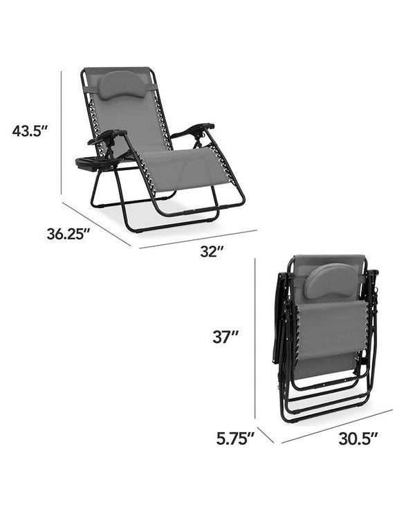 Best Choice Products Oversized Zero Gravity Chair, Folding Outdoor Patio Recliner w/ Cup Holder -M5 - 1598
