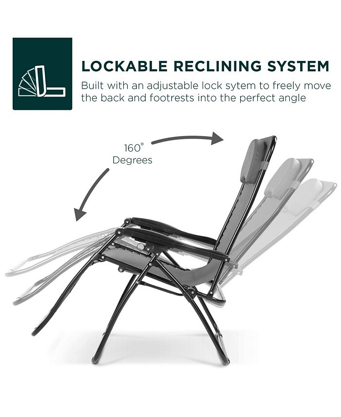 Best Choice Products Oversized Zero Gravity Chair, Folding Outdoor Patio Recliner w/ Cup Holder -M5 - 1598