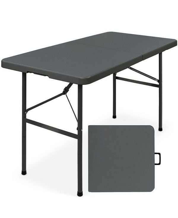 Best Choice Products 4ft Plastic Folding Table, Indoor Outdoor Heavy Duty Portable w/ Handle, Lock for Picnic - Gray - C12 - 1480