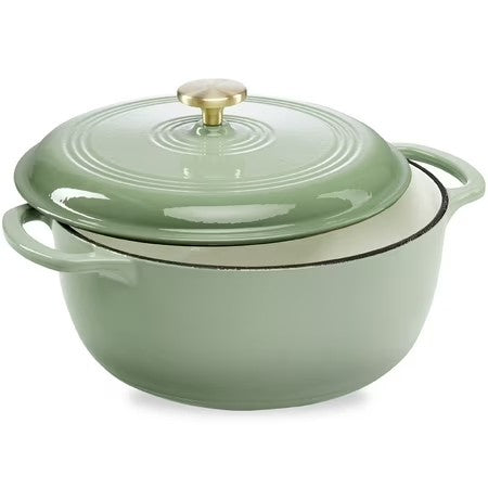 Best Choice Products 6 Quart Enamel Cast-Iron Dutch Oven, Heavy-Duty Cookware w/ Dual Handles, Lid - Sage Green - F8 - 1025