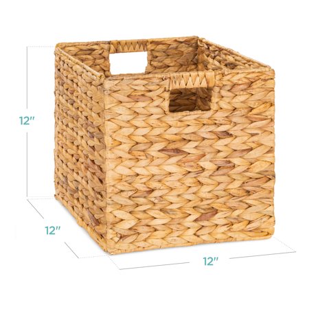 Best Choice Products 12x12in Hyacinth Baskets, Set of 5 Multipurpose Collapsible Organizers w/ Inserts - Natural -C7-0415