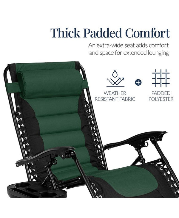 Best Choice Products Oversized Padded Zero Gravity Chair, Folding Outdoor Patio Recliner w/ Side Tray - Multi - C11 - 1479